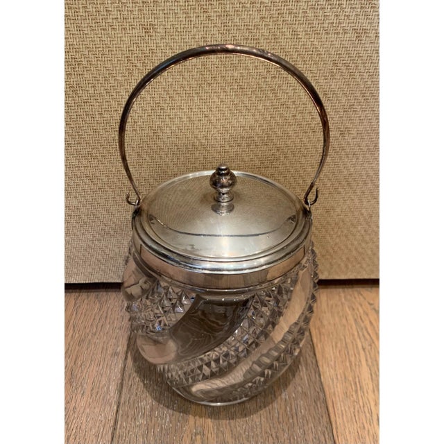 Mid 20th Century Silver and Crystal Biscuit Jar For Sale In Los Angeles - Image 6 of 9