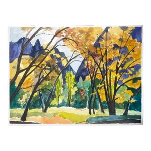 “Looking West From Sentinel Beach” ~ Yosemite Landscape Watercolor by Mary Alice Copp 2023