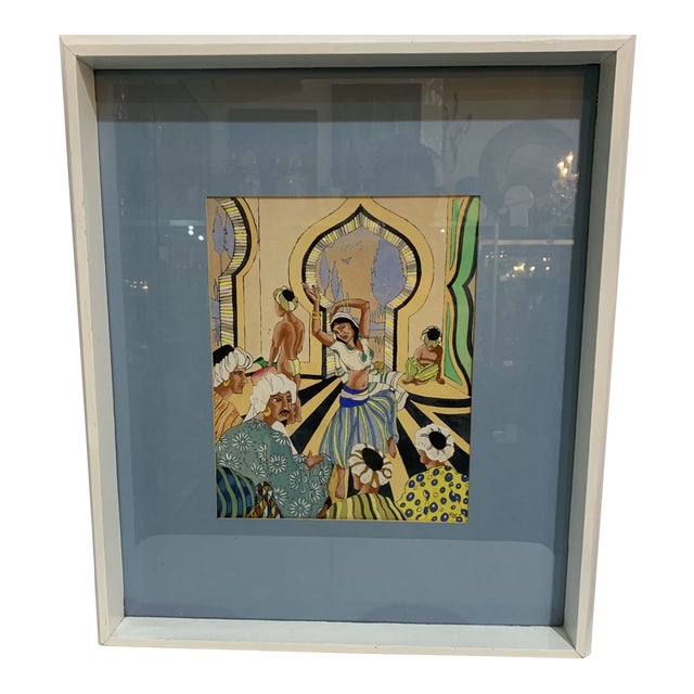 1960s Vintage Mixed Media Persian Framed Painting For Sale