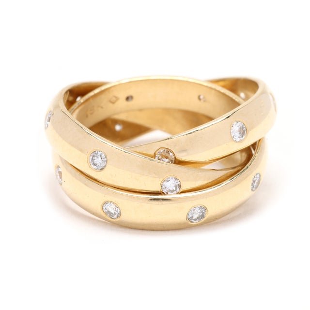 Modern 0.75ctw Diamond Twisted Band Rings, 18k Yellow Gold, Ring Size 4.5 For Sale - Image 3 of 6