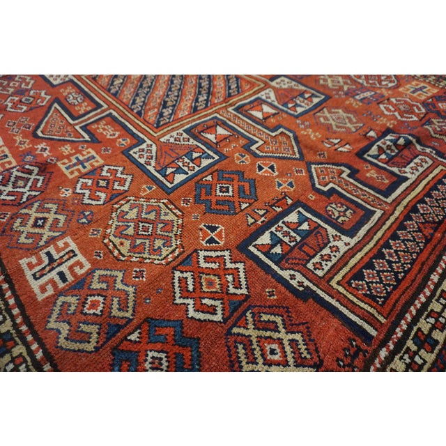19th Century Charming Old Persian Quchan Kordi Rug With Red Background Color a Geometric Design For Sale - Image 5 of 12
