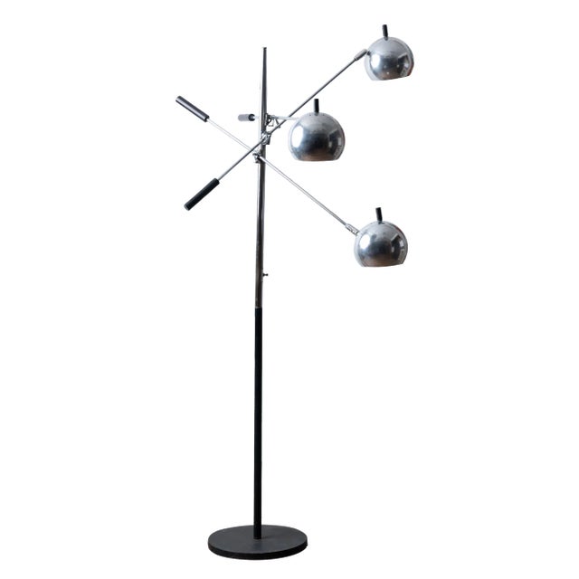 Triennale Orbiter Chrome Floor Lamp by Robert Sonneman, C.1970 For Sale