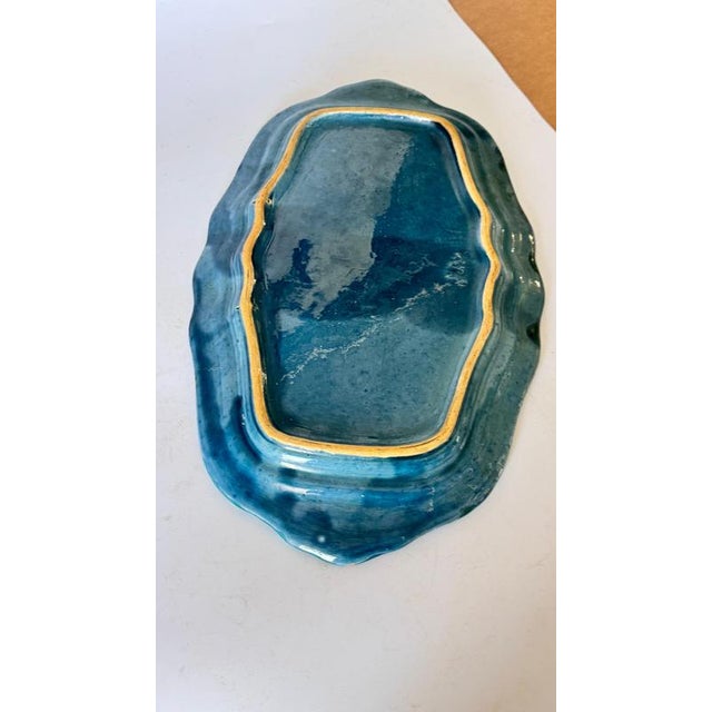 1970s French Green and Yellow Ceramic Serving Dishes with Layered Rim, 1970s, Set of 2 For Sale - Image 5 of 14