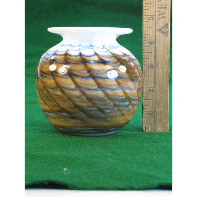 Late 20th Century Art Glass Vase Micheal Nourot Cased Rust and Blue For Sale - Image 9 of 13