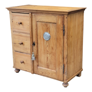 Antique German Pine Locking Pie or Larder Cabinet