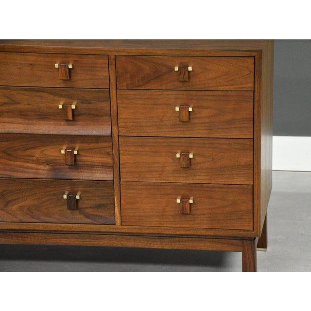 1950s 1950s Refinished Walnut 48” Dresser by Edward Wormley for Dunbar For Sale - Image 5 of 10