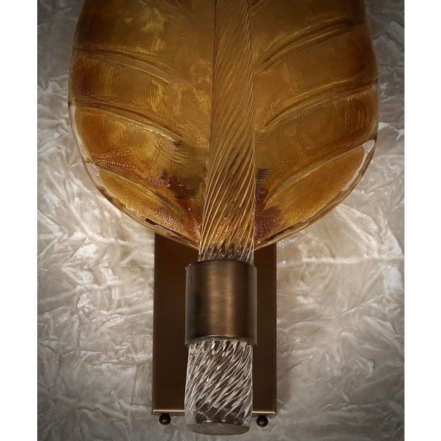 Mid-Century Modern Amber Murano Glass Wall Sconce, 1980s For Sale - Image 3 of 9