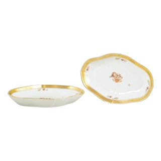Porcelain Golden Basket Cake Dishes from Royal Copenhagen, 1980s, Set of 2 For Sale