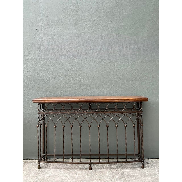 Vintage Twisted Wrought Iron Console Table For Sale In West Palm - Image 6 of 12