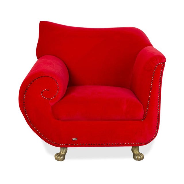 Gaudi Armchair in Red Velvet with Lions Paws from Bretz For Sale - Image 12 of 13