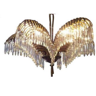 French Deco 'Baguès' Bronze' Palm Frond Chandelier For Sale