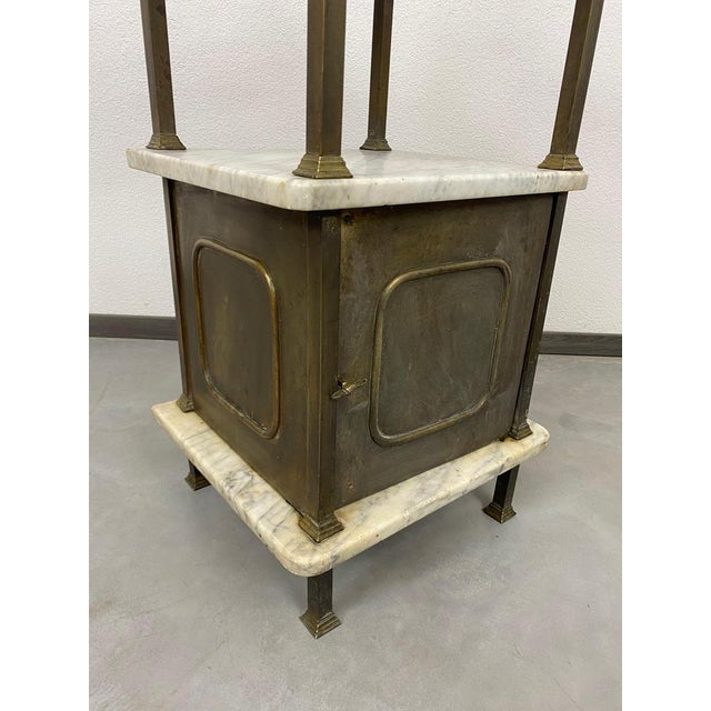 Brass Bedside Table with Marble Top, 1920s For Sale - Image 6 of 10