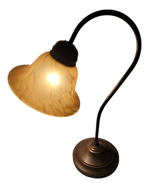 VIntage Desk Lamp With Amber Mixed Glass Glow Shade