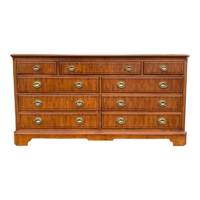 Vintage Drexel Yorkshire Collection American Dresser with 7 Drawers, Brass Hardware and Ebony