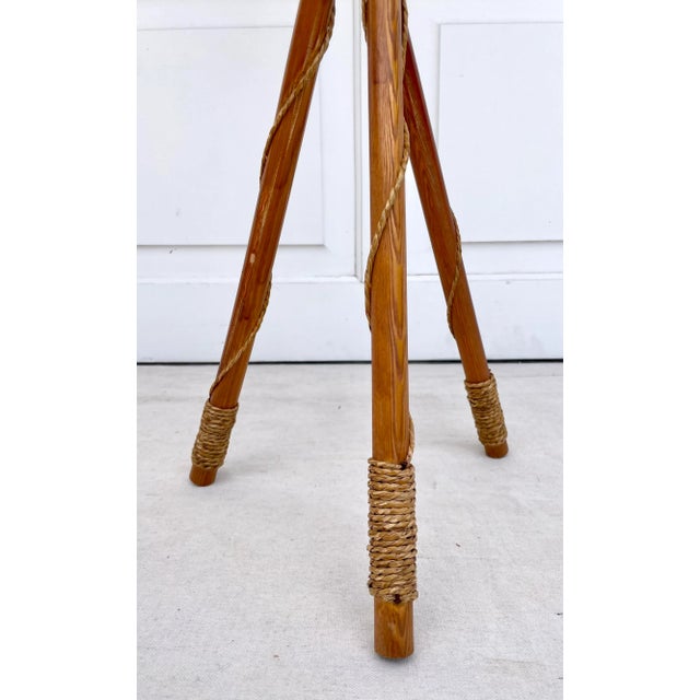 Vintage Woven Wicker Plant Basket on Wood Legs Chairish
