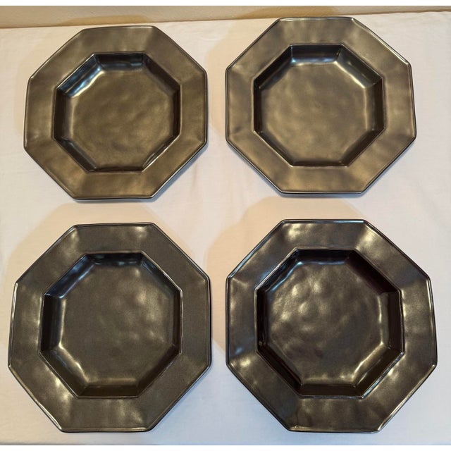 Set of 4 Juliska Stoneware Pewter 10” Octagonal Soup/Pasta Bowls For Sale - Image 9 of 9