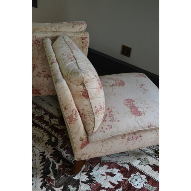 Early 21st Century Upholstered Slipper Chairs on Turned Legs W/Casters - A Pair For Sale - Image 5 of 8