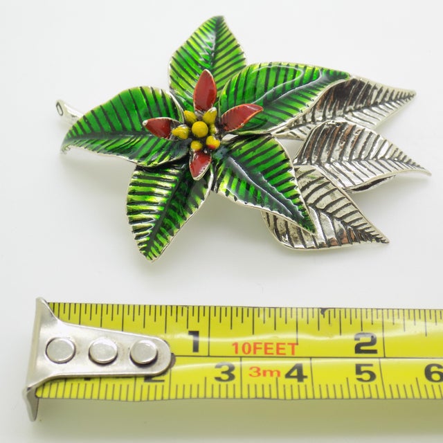 Vintage Italian Handmade Genuine Silver Christmas Poinsettia Flower Figurine For Sale - Image 9 of 9
