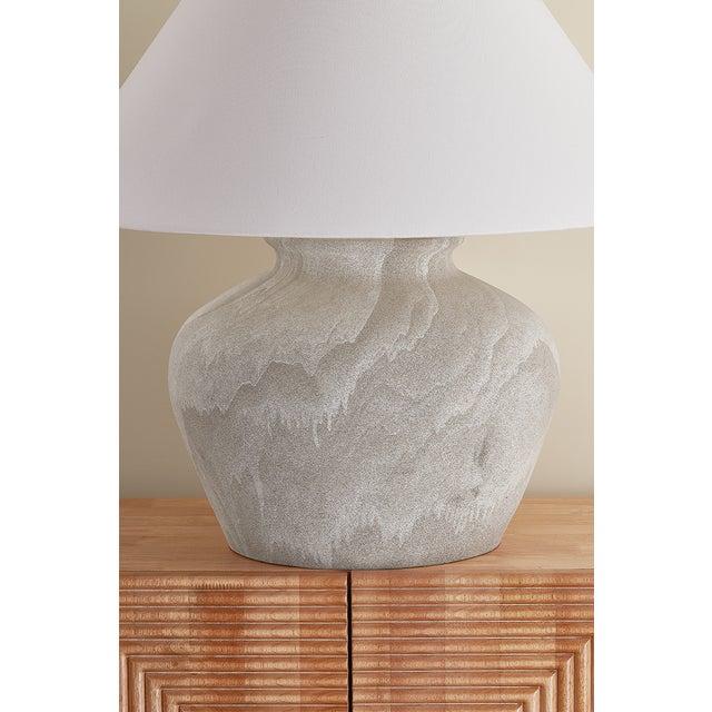 Hudson Valley Lighting Hudson Valley Lighting Allards 24 in. 1 Light Table Lamp in Aged Brass and Ceramic Watercolor Sand Finish For Sale - Image 4 of 11