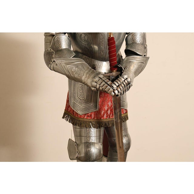 Marto Toledo Spanish Engraved Full Suit of Armor with Sword For Sale - Image 11 of 18