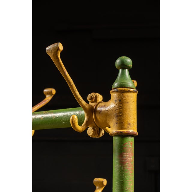 Mid 20th Century Mid-20th Century Schoolhouse Coat Rack in Green and Yellow For Sale - Image 5 of 7