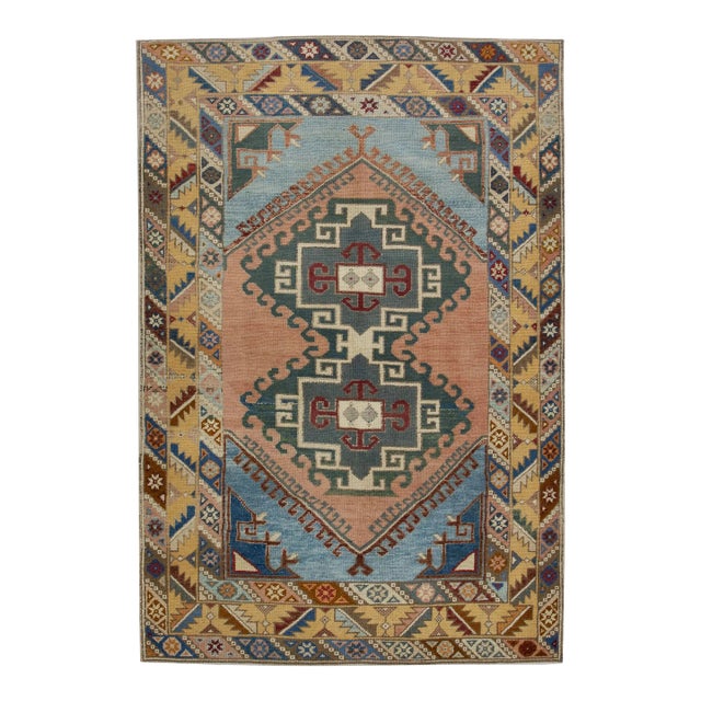 1960s Multicolor Vintage Turkish Rug 4'8" X 7' For Sale