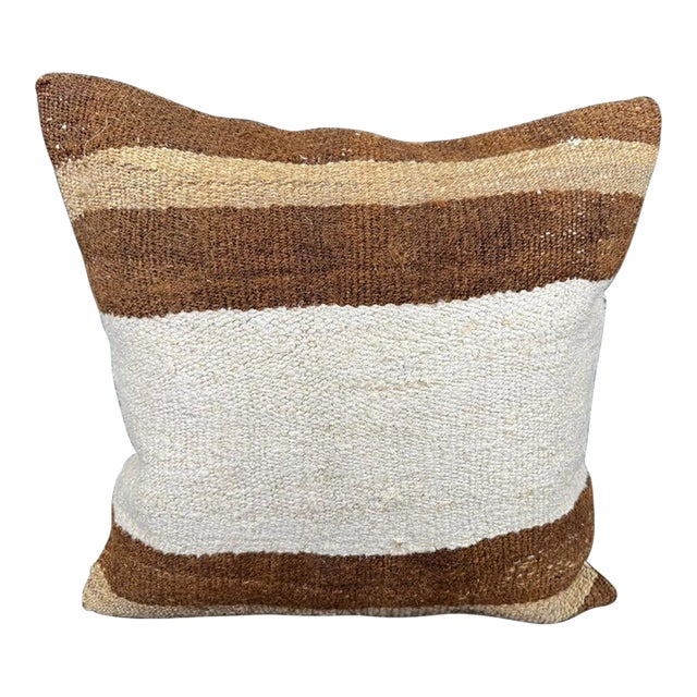 Turkish Hemp Pillow Cushion Natural Beige Brown Cushion Cover 20"x20" For Sale