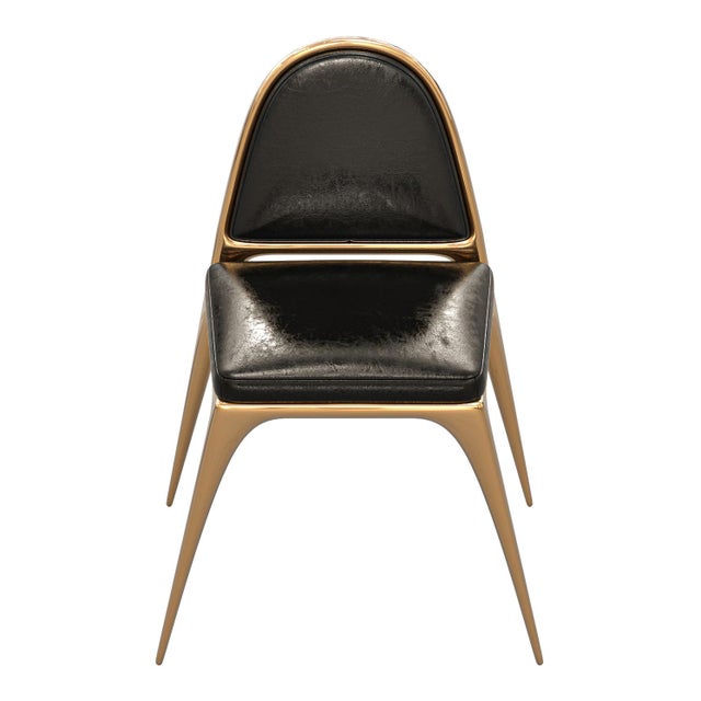 Metal "Phantom" Chair, With Bronze and Tailor Made Leather For Sale - Image 7 of 8
