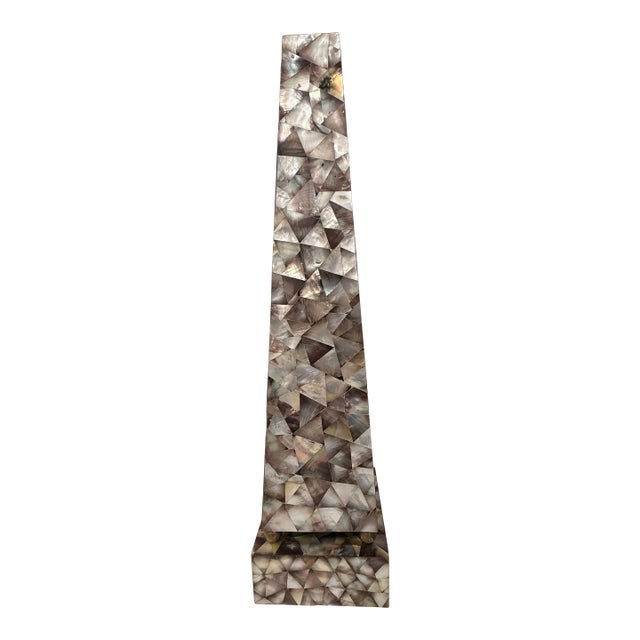 Vintage 1980s Maitland-Smith Tessellated Mother-of-Pearl Obelisk For Sale