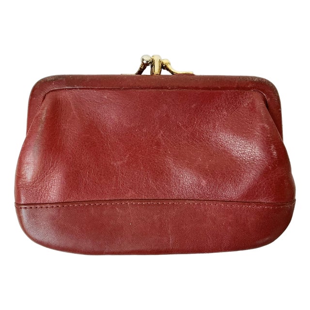 1996 Vintage Boho Chic Coach Red Leather Coin Purse Wallet, 2 Compartments. For Sale