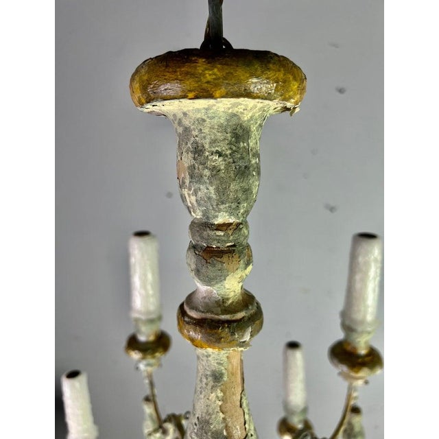 Distressed Twelve Light Chandelier by Melissa Levinson, Wood & Iron For Sale - Image 15 of 17