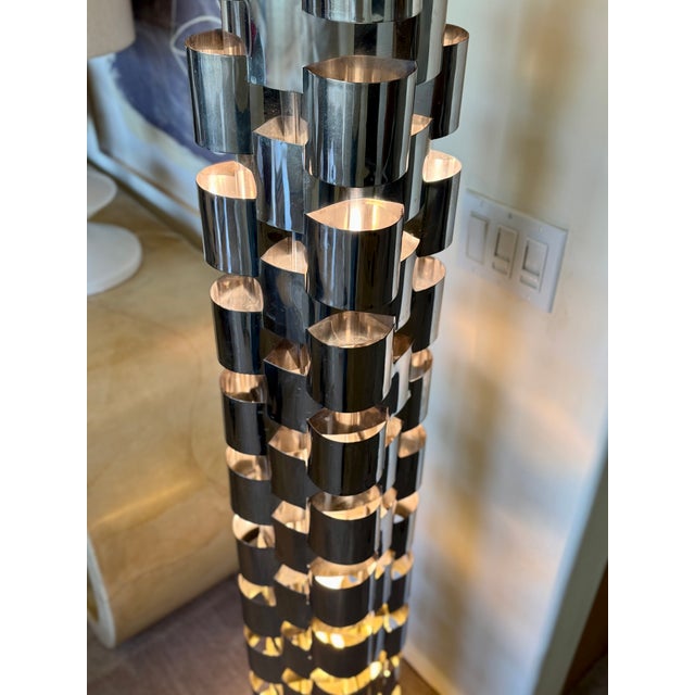 1970s Mid Century Modern Curtis Jere Polished Steel Floor Lamp For Sale - Image 13 of 13