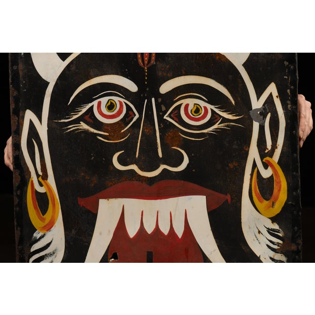 Folk Art 1960s Hand Painted Drishti Bommai Carnival Panel For Sale - Image 3 of 5