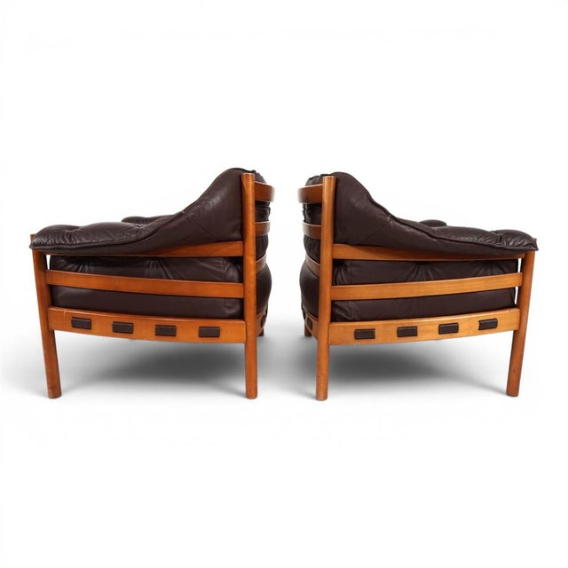 1960s Coja Living Room Set with 3-Seater Sofa and 2 Lounge Chairs in Brown Leather by Sven Ellekaer, 1960, Set of 3 For Sale - Image 5 of 18