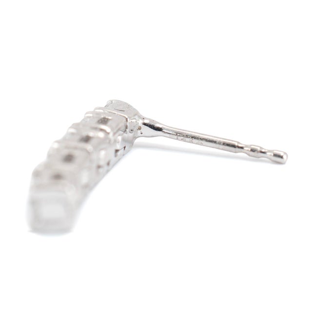 Metal Ladies 14k White Gold 0.56ctw Lab Grown Round Diamond Dangle Drop Earrings, A Pair For Sale - Image 7 of 9