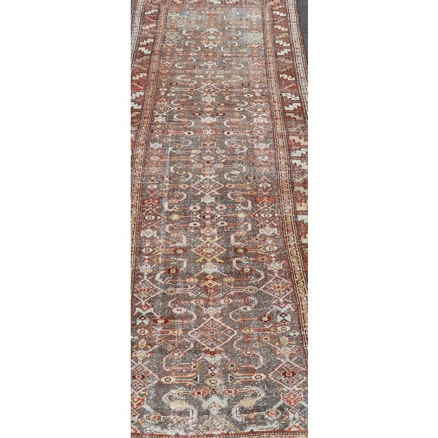 Textile Antique Northwest Persian Runner With Geometric Tribal Design For Sale - Image 7 of 11