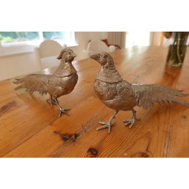 Late 20th Century Antique Silverplate Pheasants, Paie For Sale - Image 5 of 6