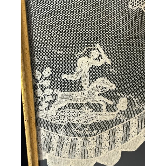 Late 19th Century Late 19th Century Splendid French Antique Lace Textile Art in Gold Frame For Sale - Image 5 of 6