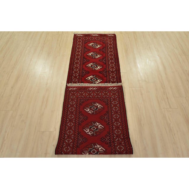 Turkmen Runner 2’6” X 9’7” Red Wool Vintage Tribal Hand-Knotted Oriental Rug For Sale - Image 12 of 13