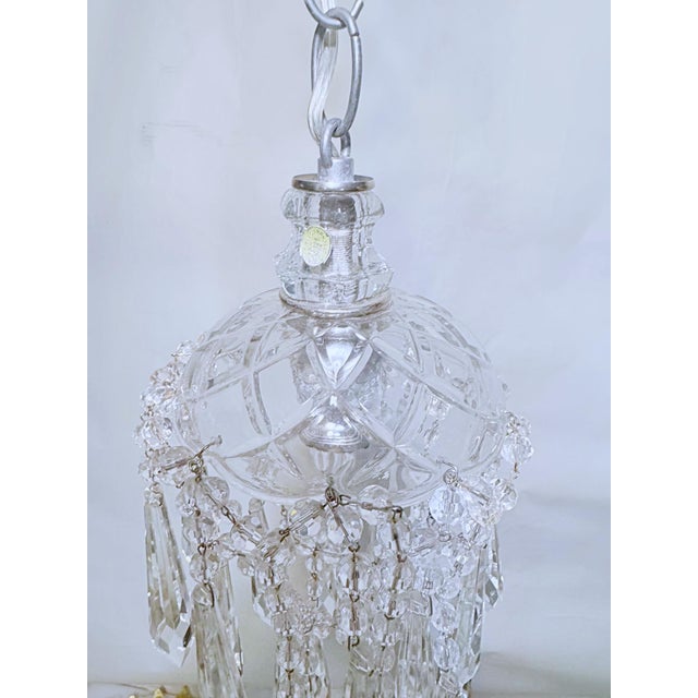 Hollywood Regency 1950s Parachute Chandelier With Hand Cut Glass Dish For Sale - Image 3 of 9