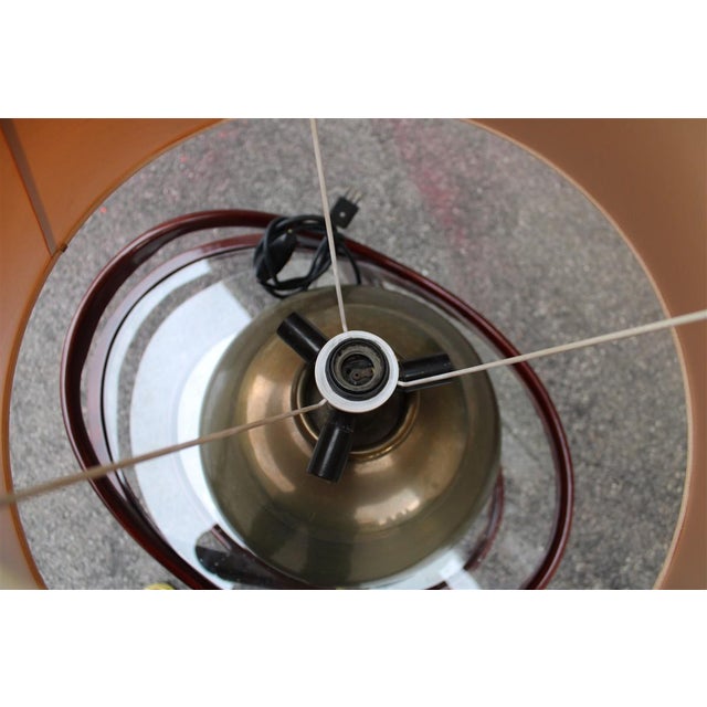 Circular Brass Table Lamp with Fabric Dome, 1970 For Sale - Image 6 of 9