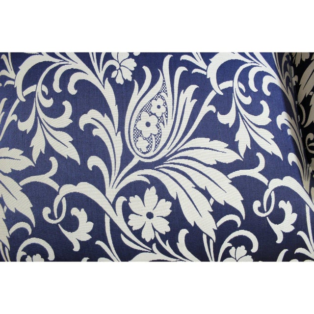Baker Furniture Blue & White Print Loveseat - Blue & White For Sale - Image 4 of 5