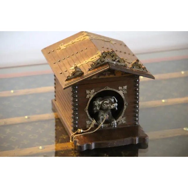French Cigar Box with Bronze Dog in Dog House, 1890s For Sale - Image 15 of 16