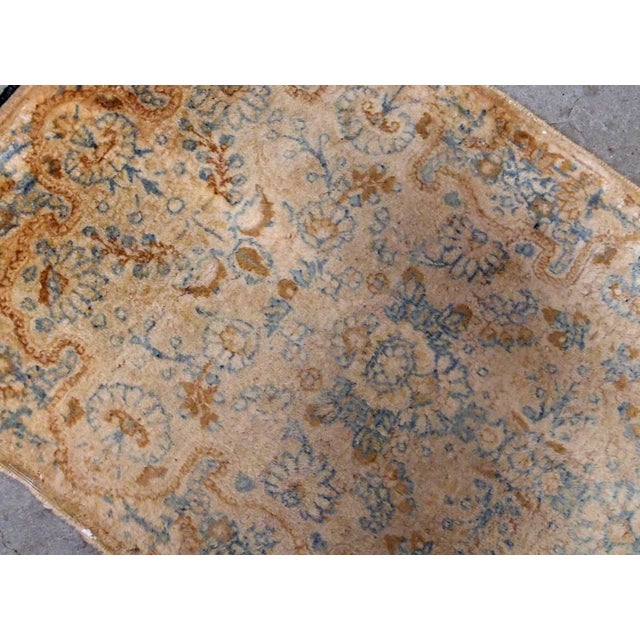 Hand made antique Persian Kerman rug in beige and sky blue shades. The rug is from the beginning of 20th century in...