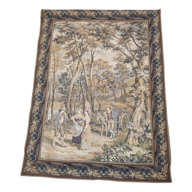 Tapestry with Idyllic Forest Motif from Aubusson, France, Late 19th Century For Sale