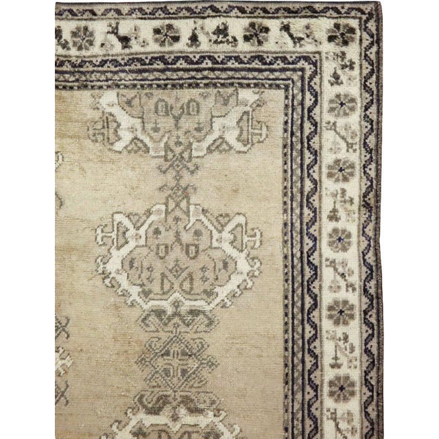 Rustic Galerie Shabab Collection Early 20th Century Champagne Colored Turkish Handmade Oushak Carpet For Sale - Image 3 of 9