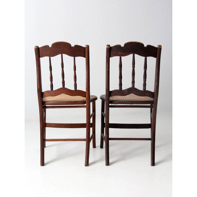 Antique Caned Seat Chairs Pair For Sale - Image 6 of 11