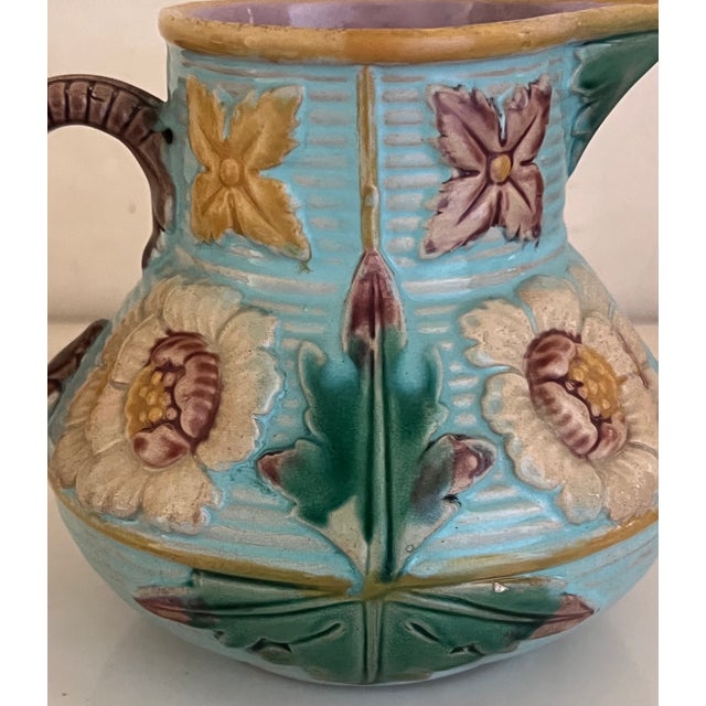 Victorian Era Majolica Pitcher, England, C. 1880's For Sale - Image 12 of 13