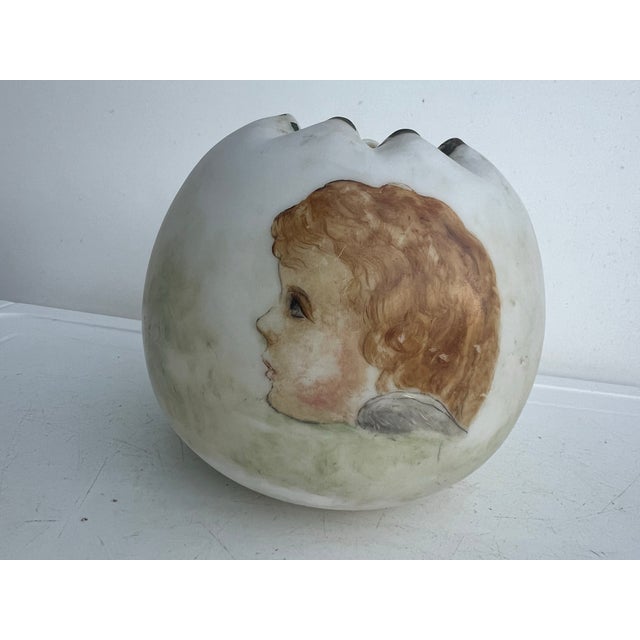 Art Nouveau Antique Cherub Glass Rose Bowl , Vase, Candle Holder For Sale - Image 3 of 8