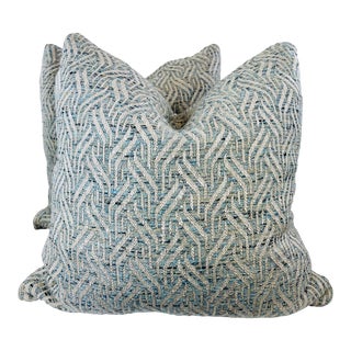 Christopher Farr "Tangle" in Aqua 22" Pillows-A Pair For Sale